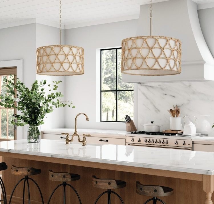 hat size pendant lights work best in a kitchen