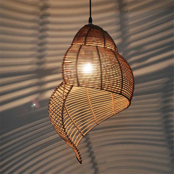 Shell Shaped Rattan Pendant Light