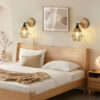rattan farmhouse cordless wall sconce for bedroom