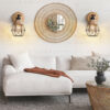 rattan farmhouse cordless wall sconce for living room