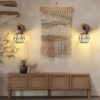 rattan farmhouse cordless wall sconce table