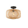 vignanotica rattan matte black semi flush mount light 1 light 13 inch