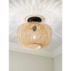 vignanotica rattan matte black semi flush mount light